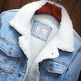 thumbnail image 5 of Men Casual Denim Jacket And Velvet Stand-collar Single-breasted Jacket Coat, 5 of 5