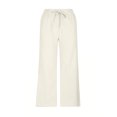 thumbnail image 3 of Yuyuzo Wide Leg Pants for Women High Waist Cotton Linen Drawstring Ruched Solid Color Boho Beach Trousers, 3 of 5