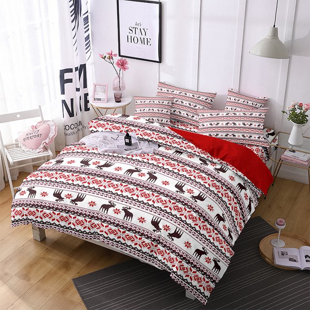 Innerwin Quilt Sets Printed Coverlet Set 3 Pieces Christmas Comforter Bedspread Lightweight Microfiber Breathable Ultra Soft Decor Style E King