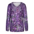 thumbnail image 4 of IROINID Hauts Grande Taille pour Femmes Col Rond Manches Longues T-shirt Imprimé Blouse, Violet, 4 of 6