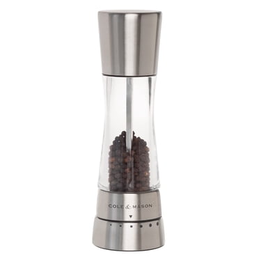 Cole & Mason Derwent Pepper Mill - Stainless Steel Pepper Grinder Mill - Pepper Grinder with Gourmet Precision Mechanism & Premium Peppercorns - Stainless Steel