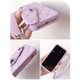 thumbnail image 2 of Wallet Case Compatible with iPhone, Pretty Luxury Bag Design, Purse Flip Card Pouch Cover Soft Silicone Case with Hand Holder Long Shoulder Strap(Purple,iPhone 12), 2 of 4