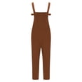 thumbnail image 4 of Prix Réduit, Combishort d'Été Décontractée Unie pour Femme avec Poches, Combinaison Longue à Bretelles et Boutons, Matière Confortable et Extensible, Tenue Décontractée Polyvalente, Robe Facile, Tenue de Tous les Jours Cool et Décontractée, 4 of 8