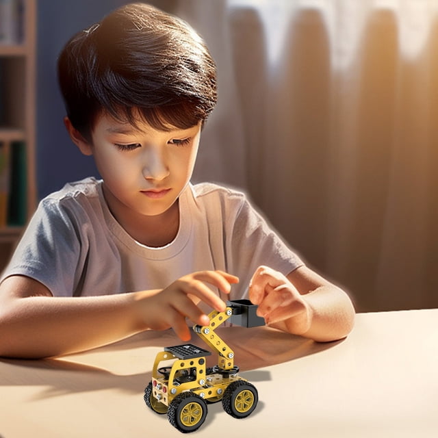 Dvkptbk Metal DIY Vehicle Children's Nut Disassembly Toy Metal Assembly Engineering Car Toy Creatives Model Building Blocks Children's Excavator Gift Bulldozer Education