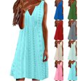 thumbnail image 1 of Gspmoly Robes Grande Taille pour Femmes aux Formes, Mode Femmes Été Décontracté Uni Col en V Sans Manches Robe Mini Robes de Vacances pour Femmes jusqu'à 70 % de Rabais, 1 of 6
