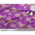 thumbnail image 2 of Soimoi Purple Rayon Fabric Leaves & Rose Floral Decor Fabric Printed Yard 42 Inch Wide, 2 of 5