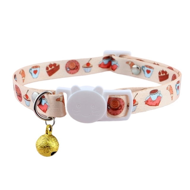Personalized detachable cat collar with bell, safe quick release kitten collar