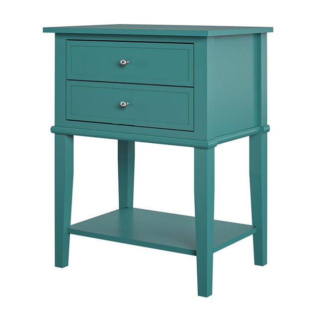 Ameriwood Home Franklin Table d'Appoint avec 2 Tiroirs en Émeraude