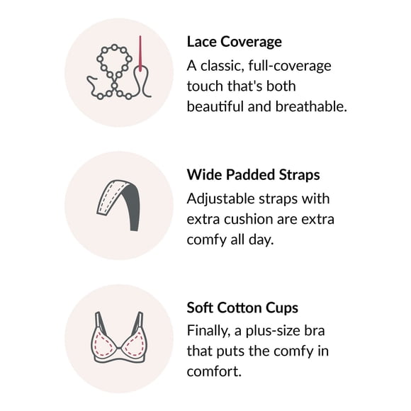 Women's Glamorise 1001 Magic Lift Cotton Full Figure Wireless Support Bra (White 48C)