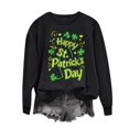 thumbnail image 2 of VKOYWKM Chandails en Molleton Joyeuse Saint-Patrick pour Femmes Imprimé Lettre Drôle Chandail Chandails en Molleton Coupe Ample Manches Longues Col Rond Chandail Shrits Vert, 2 of 5