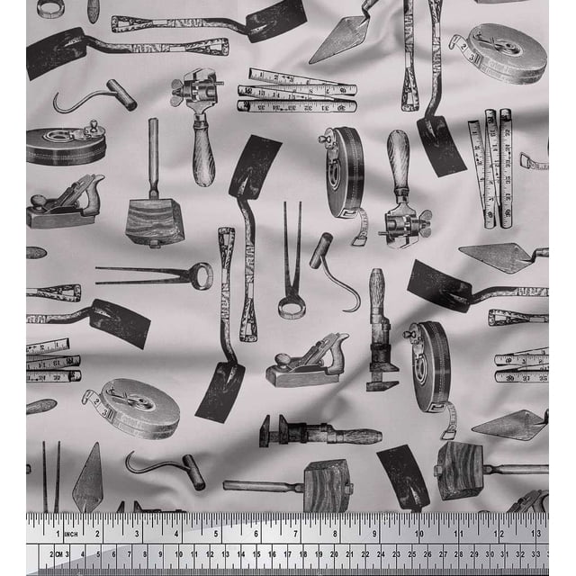 Soimoi Gray Heavy Canvas Fabric Gardening Tools & Hardware Print Fabric by Yard 58 Inch Wide