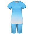 thumbnail image 2 of Innerwin Sweatsuits Solid Color Women Jogger Set Running Short Sleeve Loose Two Piece Outfit Light Blue L, 2 of 5