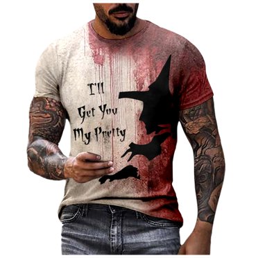 T-shirts pour Hommes Mode 2024 Imprimé Halloween Manches Courtes Col Rond T-Shirt Ample pour Tenue Décontractée
