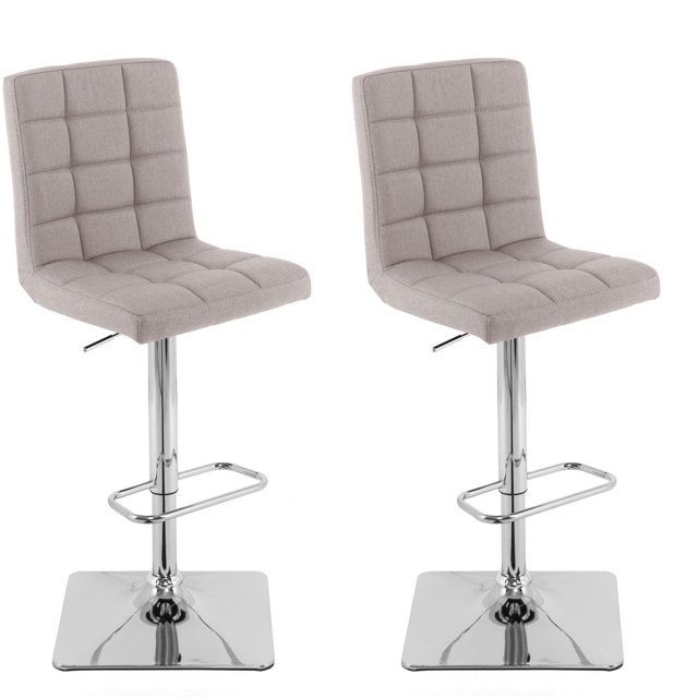 CorLiving Quinn Modern Fabric Upholstered Adjustable Height Barstools Set of 2 - Swivel Bar Stools with Back, Perfect Kitchen Stools for Island, Bar Chairs & Counter Height Stools