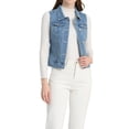 thumbnail image 1 of INSPIRE CHIC Women's Washed Denim Button Sleeveless Vest Jacket with Pockets S Light Blue-B, 1 of 6
