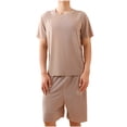 thumbnail image 2 of JDQJBZ Men's Breathable Sleep Set Short Sleeve Relaxed Fit Pajama Shorts Home Wear, 2 of 5