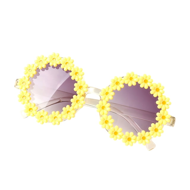 Lunettes de Soleil Rondes à Fleurs pour Enfants - Matériau PC, Protection UV 400, Design Mignon, Durables et Résistantes à la Chaleur, pour Bébés Filles/garçons (Plage/été en Plein Air)