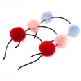thumbnail image 1 of Bandeau Oreilles de Chat Boule de Pompon en Peluche pour Enfants Filles 3 Pcs (Bleu Ciel + Rose + Rouge), 1 of 6