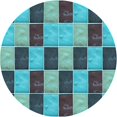 thumbnail image 1 of Ahgly Company Tapis Rond Lavable en Machine Intérieur Transitionnel Turquoise Vert, 6 Pieds Rond, 1 of 7