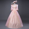 thumbnail image 2 of Huanglei Robe pour Femme Style Rétro Couleur Unie Manches Trompette Longue Robe de Princesse, 2 of 5