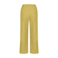 thumbnail image 4 of Timegard Womens Cotton Linen Pants Elastic Waist Wide Leg Solid Color Trend Lounge Pants with Pockets, 4 of 7