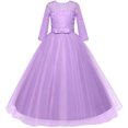 thumbnail image 3 of Robe Longue en Dentelle Florale Vintage pour Filles Manches 3/4 Robe de Soirée de Mariage Robe de Danse Formelle, 3 of 5