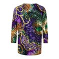 thumbnail image 5 of Penkiiy 2024 Chemise Manches 3/4 Mardi Gras Blouse Fantaisie Femme Imprimé Masque de Carnaval Tunique Thème Fête Col Rond T-Shirt 2TG Multicolore, 5 of 5