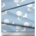 thumbnail image 2 of Soimoi Rayon Fabric Bamboo Tree,Moon & Stork Bird Decor Fabric Printed Yard 56 Inch Wide, 2 of 3