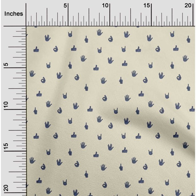oneOone Viscose Jersey Fabric Finger Sign Symbol Fabric Prints by Yard 60 Inch Wide