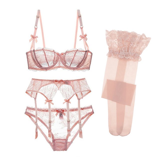 Soutien-gorge en Dentelle Brodée avec Armatures Ensemble Balconnet 4 Pcs