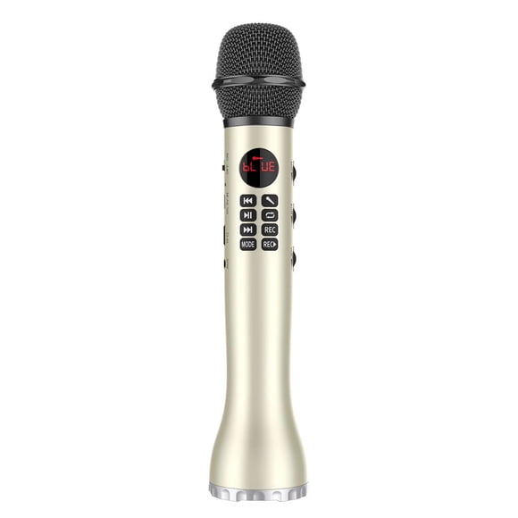 tamizeot 2-in-1 Mini USB K Song Microphone Wireless Bluetooth-compatible Speaker LED Display Screen Singing Recorder Mic