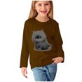 thumbnail image 2 of RXIRUCGD Chemises à Manches Longues pour Filles, Col Rond Mignon, Blouses Décontractées Élégantes (Marron, Taille : 7 Ans), 2 of 5