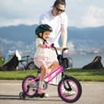 thumbnail image 3 of Costway Vélo pour Enfant 14 Pouces avec Roues Stabilisatrices, Guidon et Selle Réglables, Frein à Main, Rose, 3 of 10