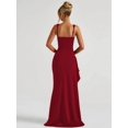 thumbnail image 4 of Robes Formelles pour Femmes Sans Manches Moulantes Froncées à Fente Haute Robe Maxi Cocktail Bal Rouge G, 4 of 8