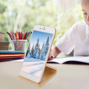 Wood Phone Stand, Walnut Wooden Phone Stand Desk Phone Stand with Simple Design for Tablet PC