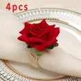 thumbnail image 1 of Sales Today Clearance! 4PCS Rose Flower Napkin Rings, Artificial Flower Napkin Holders, Serviette Buckles for Table Setting, Wedding Party Decor, Elegant Dinnerware Accessories, 1 of 1