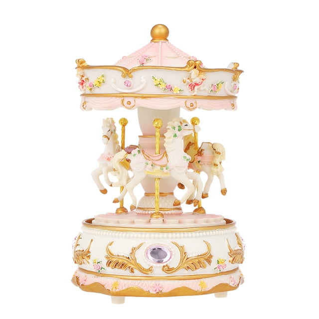 Mistaha Mini Carrousel Boîte à Musique à Remontoir Boîte à Musique Colorée à DEL Merry-go-round Cadeau pour Petite Amie Enfants