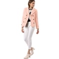 thumbnail image 3 of INSPIRE CHIC Caban Court d'Hiver pour Femme à Revers Cranté en V, Double Boutonnage, 3 of 7