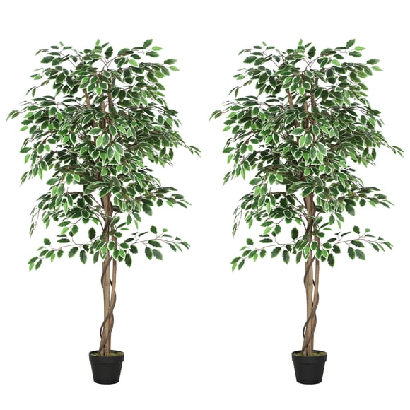 Outsunny Arbre Artificiel en Pot de 5,3 Pi Ficus pour Décoration Intérieure de la Maison