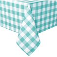 thumbnail image 1 of 60 x 102 Inch Checkered Tablecloth Rectangle - Waterproof, Wrinkle Resistant and Washable Gingham Table Cloth for Outdoor Picnic, Kitchen and Holiday Dinner, Aqua and White, 1 of 6