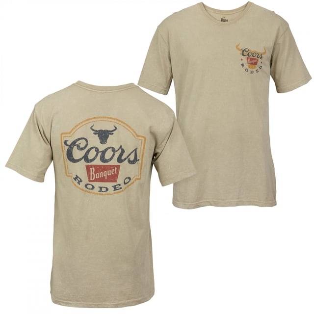 Coors Banquet Rodeo Logo Distressed Front and Back Tan T-Shirt-XLarge