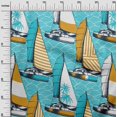 thumbnail image 3 of oneOone Viscose Jersey Turquoise Blue Fabric Nautical Sewing Material Print Fabric By The Yard 60 Inch Wide, 3 of 5