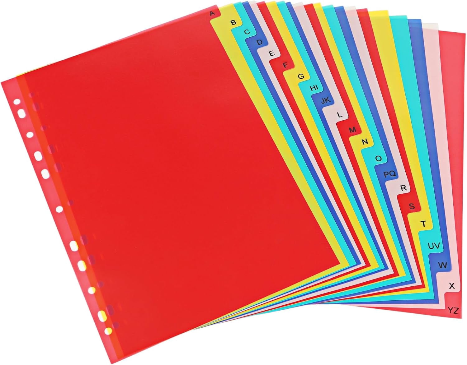 A-Z 21 Tab Plastic Binder Dividers Multicolor 8.2×11.6 Inch for 2/3/4/11 Ring Binders