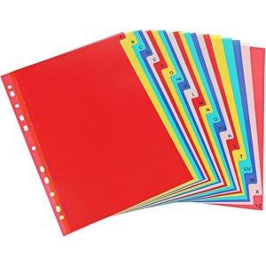 A-Z 21 Tab en plastique Binder Dividers Multicolore 8.2×11.6 pouce pour 2/3/4/11 Ring Linders
