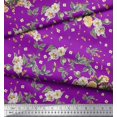 thumbnail image 3 of Soimoi Modal Satin Fabric Leaves,Moth & Magnolia Floral Print Fabric by the Yard 42 Inch Wide, 3 of 3