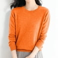 thumbnail image 2 of TJAZFJPA Chandails d'Automne pour Femmes 2024, T-Shirt Court en Laine, Col Rond, Manches Longues, Voyage, Randonnée, Pull, Chandails d'Automne pour Femmes 2024, Citrouille, 2 of 8