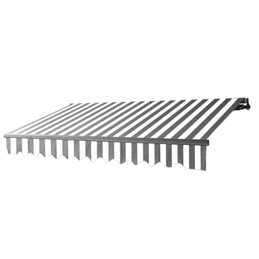 ALEKO Auvent Rétractable pour Patio Domestique 10 x 8 Pi Auvent Rayé Gris et Blanc