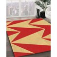 thumbnail image 3 of Ahgly Tapis Rond Lavable en Machine Intérieur Transitionnel Jaune Safran, 6 Pieds Rond, 3 of 7