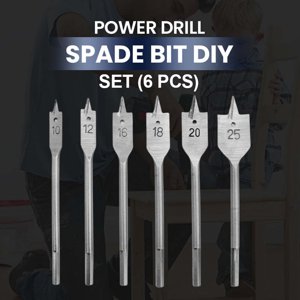 TOUMENY 6pcs Spade Drill Bit Set, Industrial Flat Wood Boring Bits High Carbon Steel Hex Shank for Fast Drilling, Carpenter Paddle Drill Bit Kit for Woodworking Power Tools