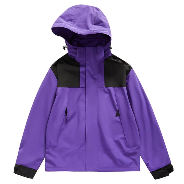 Timegard Jackets for Women Plus Size Hoodies Color Block Windbreaker Coat Active Hiking Outdoor Fall Winter